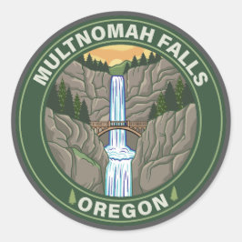 Multnomah Falls Oregon Runder Aufkleber