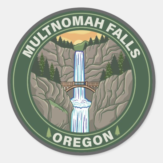 Multnomah Falls Oregon Runder Aufkleber (Vorderseite)