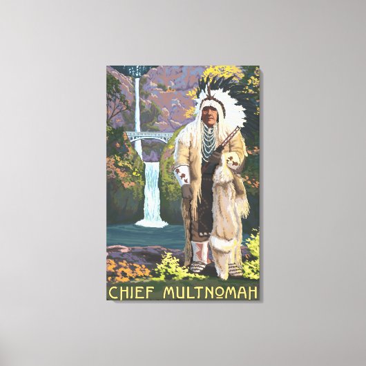 Multnomah Falls, OregonChief Multnomah Leinwanddruck (Vorderseite)