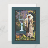 Multnomah Falls, OregonChief Multnomah Postkarte (Vorne/Hinten)