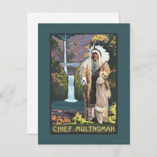 Multnomah Falls, OregonChief Multnomah Postkarte (Vorne/Hinten)