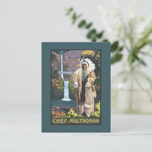 Multnomah Falls, OregonChief Multnomah Postkarte (Stehend Vorderseite)