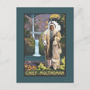 Multnomah Falls, OregonChief Multnomah Postkarte