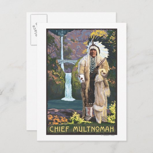 Multnomah Falls, OregonChief Multnomah Postkarte (Vorne/Hinten)