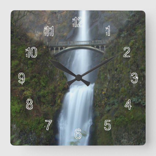 Multnomah Falls Quadratische Wanduhr (Vorderseite)