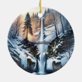 Multnomah Falls Snowy Christmas Tree Keramik Ornament (Hinten)