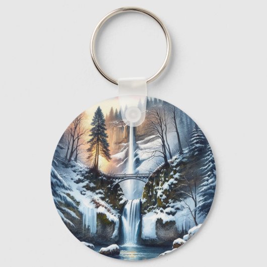 Multnomah Falls Snowy Christmas Tree Schlüsselanhänger (Vorderseite)
