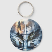 Multnomah Falls Snowy Christmas Tree Schlüsselanhänger (Rückseite)