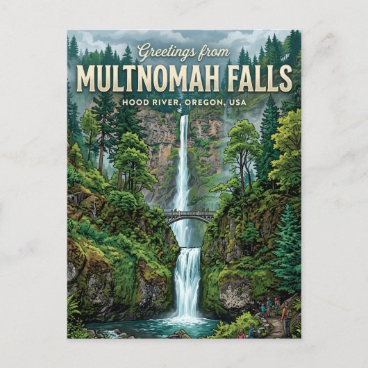 Multnomah Falls USA Postkarte (Vorderseite)