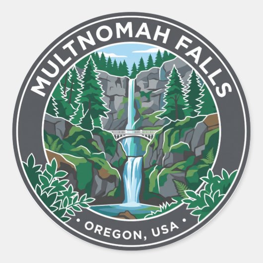 Multnomah Falls USA Runder Aufkleber (Vorderseite)