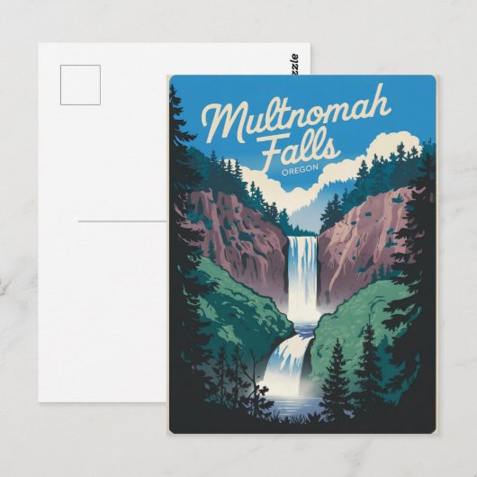 Multnomah Falls Vintag Postkarte (Vorne/Hinten)