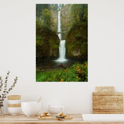 Multnomah Falls Waterfall Foto Print Poster (Küche)