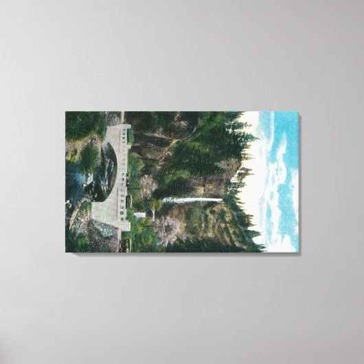 Multnomah Falls with Benson and Highway Bridges Leinwanddruck (Vorderseite)