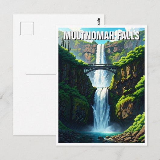 Multnomah fällt oregon postkarte (Vorne/Hinten)