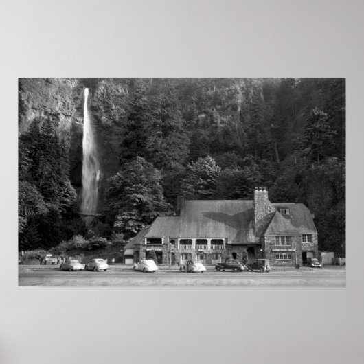 Multnomah Lodge and Falls Foto Poster (Vorne)