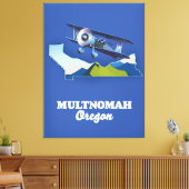 Multnomah Oregon Reisekarte Leinwanddruck (Insitu (Wohnzimmer))