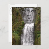 Multomah Falls mit Bridge Wedding Ankündigungspostkarte (Vorne/Hinten)