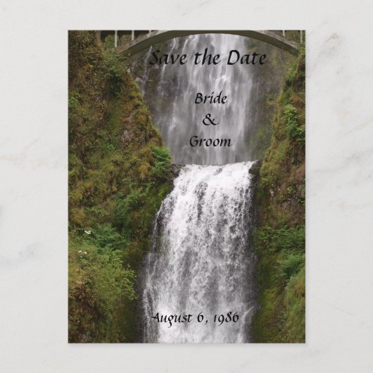 Multomah Falls mit Bridge Wedding Ankündigungspostkarte (Vorderseite)