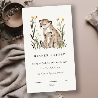 Mum Baby Tiger Foliage Diaper Raffle Baby Shower Begleitkarte