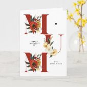 MUM Boho Blume Red Happy Mother Day Karte (Gelbe Blume)