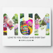 MUM Foto Collage 3 Letter Cutout Personalisiert Fotoplatte (Vorderseite)