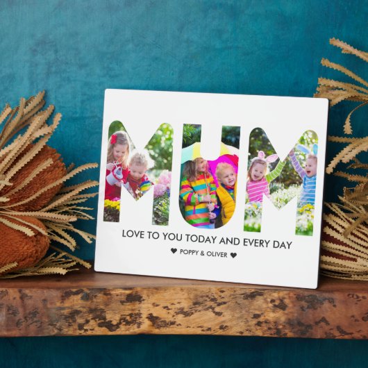 MUM Foto Collage 3 Letter Cutout Personalisiert Fotoplatte (Seite)