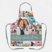 Mum Foto Collage moderne Typografie, einfach grün Schürze (Vorderseite)