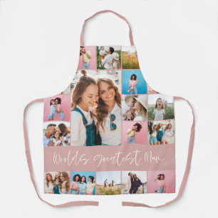 Mum Foto Collage moderne Typografie einfach rosa Schürze