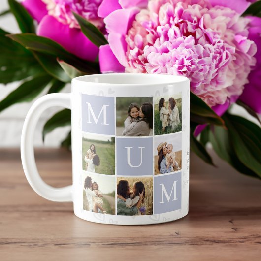 Mum Foto Square Gird Monogram & Personalisiert Kaffeetasse