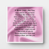 Mum Gedicht Plaque - rosa Seidendesign Fotoplatte (Vorderseite)