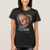Mum hat Skript Herz Foto Schwarz eingerichtet T-Shirt (Vorderseite)
