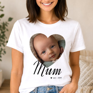 Mum hat Skript Herz Foto Weiß eingerichtet T-Shirt
