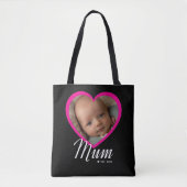 Mum hat Skript Pink Herz Foto Schwarz eingerichtet Tasche (Vorderseite)