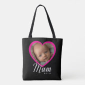Mum hat Skript Pink Herz Foto Schwarz eingerichtet Tasche (Rückseite)