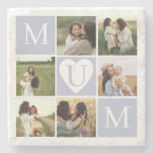 Mum Heart Foto Collage Gird Monogram Keepake Steinuntersetzer (Vorderseite)