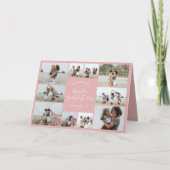 Mum pink elegante moderne minimale Foto Collage Dankeskarte (Vorderseite)