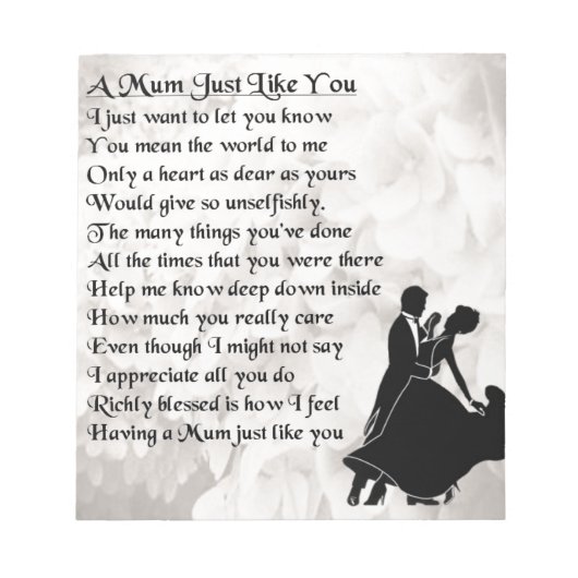 Mum Poem - Ballroom Dancers Notizblock (Vorderseite)