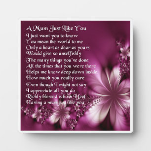 Mum Poem Plaque - Blume Design Fotoplatte