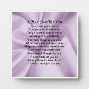 Mum Poem Plaque - Lilac Fotoplatte