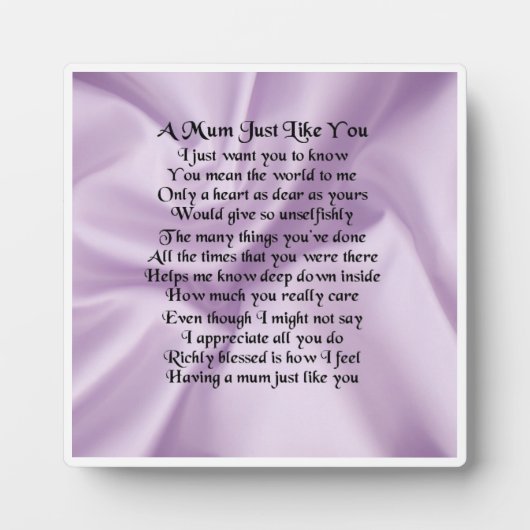 Mum Poem Plaque - Lilac Silk Design Fotoplatte (Vorderseite)