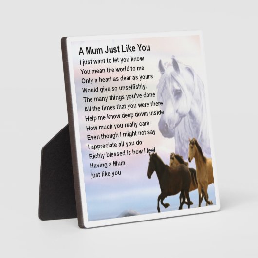 Mum Poem Plaque - Pferdedesign Fotoplatte (Vorderseite)