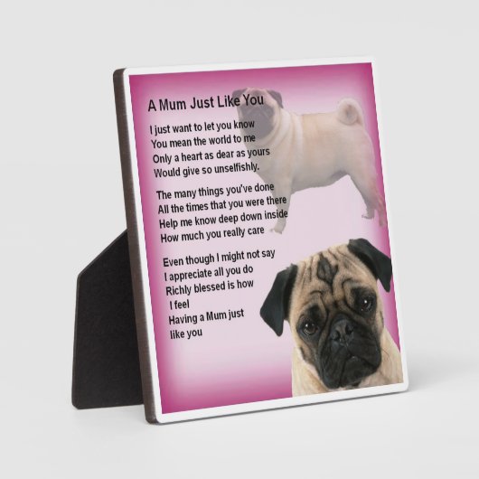 Mum Poem Plaque - PugDesign Fotoplatte (Vorderseite)
