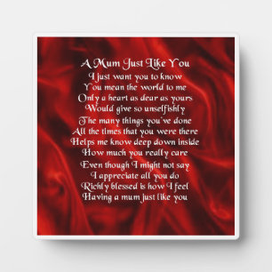 Mum Poem Plaque - Red Silk Design Fotoplatte