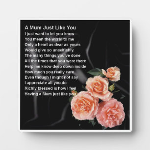 Mum Poem Plaque - Rose Design Fotoplatte