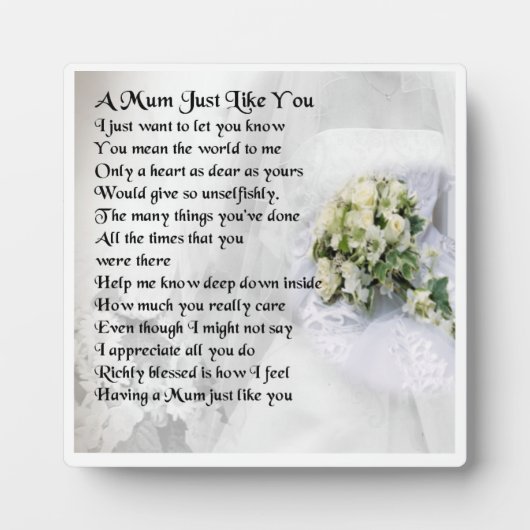 Mum Poem Plaque  -  Wedding  Design Fotoplatte (Vorderseite)