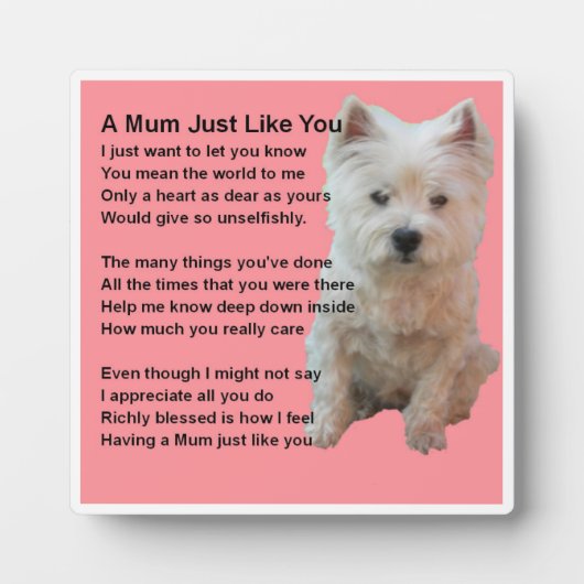 Mum Poem Plaque - West Highland Terrier Design Fotoplatte (Vorderseite)