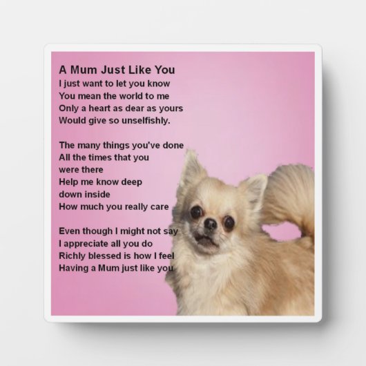 Mum Poem Plate - Chihuahua Design Fotoplatte (Vorderseite)