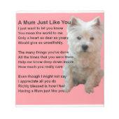 Mum Poem - Westie Design Notizblock (Vorderseite)