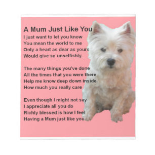Mum Poem - Westie Design Notizblock