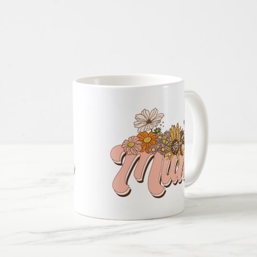 Mum Retro Floral Kaffeetasse (VorderseiteRechts)
